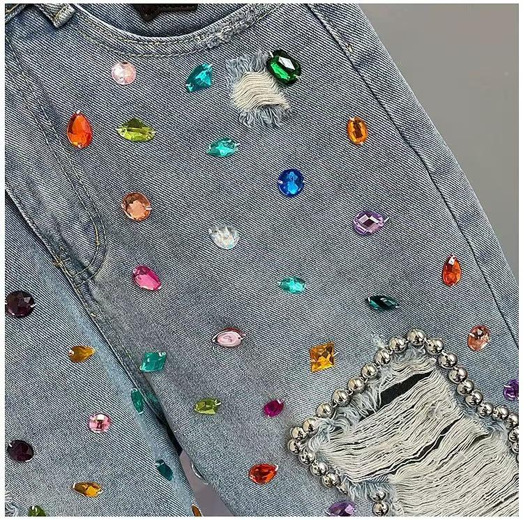 Pantaloni da Donna di Media Lunghezza Moda Europea e Americana Fai da Te