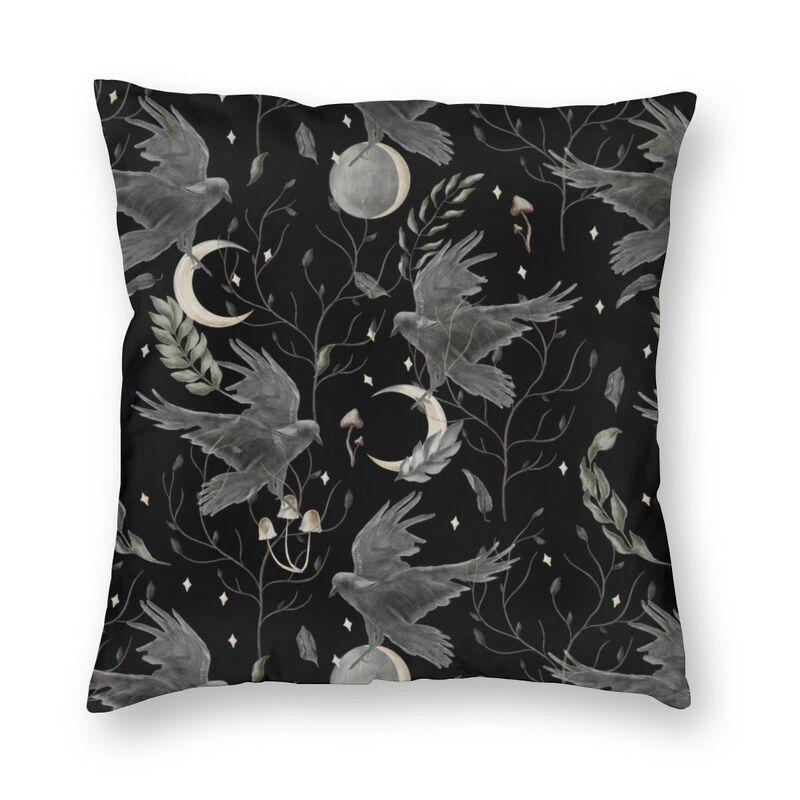 Halloween Witch Raven Square Putetrekk dekorasjon Gotisk Okkult Magic Witchy Putetrekk for sofa Bil Putetrekk