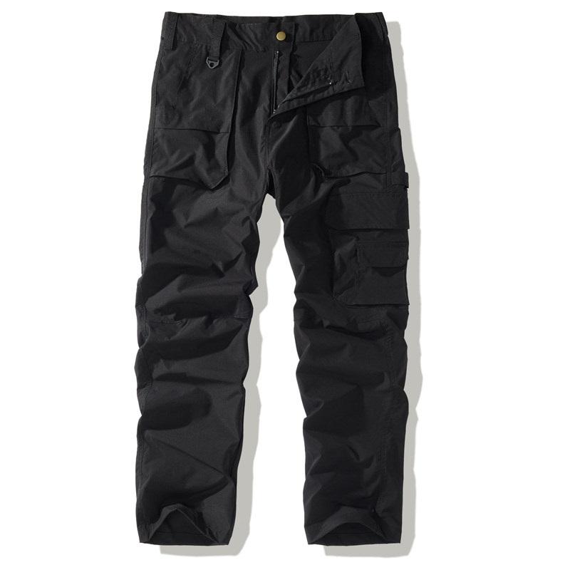 Men's multi-colored large-size long pants with multiple pockets, casual work pants