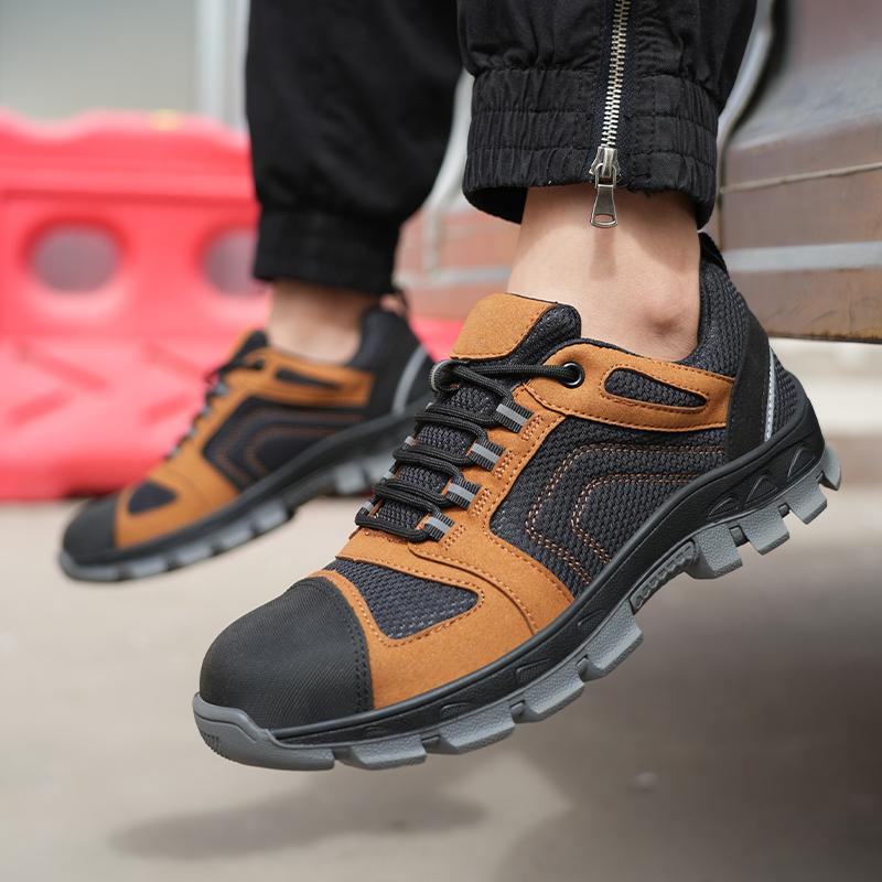 Steel Toe Shoes For Men Lightweight Fashion Safety Sneakers Breathable Comfortable Safety Toe Slip On Sport Shoes For Work