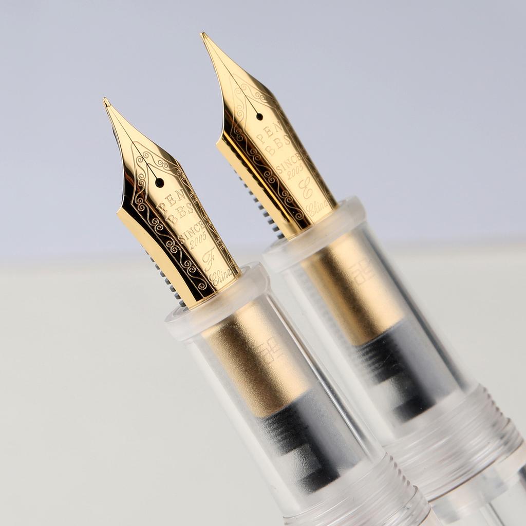 PENBBS 470 Vacuum Filling Fountain Pen Blade/Round Nib Pen Large Capacity Transparent Acrylic Business Writing Gift Pen