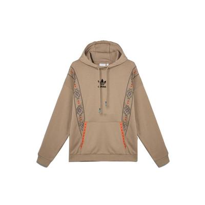 adidas Felpa con cappuccio casual sportiva Originals Trefoil a righe Pullover Felpa da uomo Kaki GV0915
