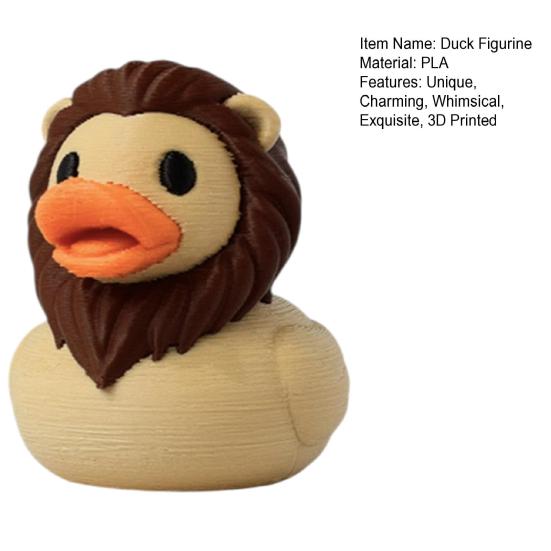 3D Printed Duck Figurine Funny Tiger/Crocodile/Shark Duck Statue Collectible Duck Ornament for Bathroom Home