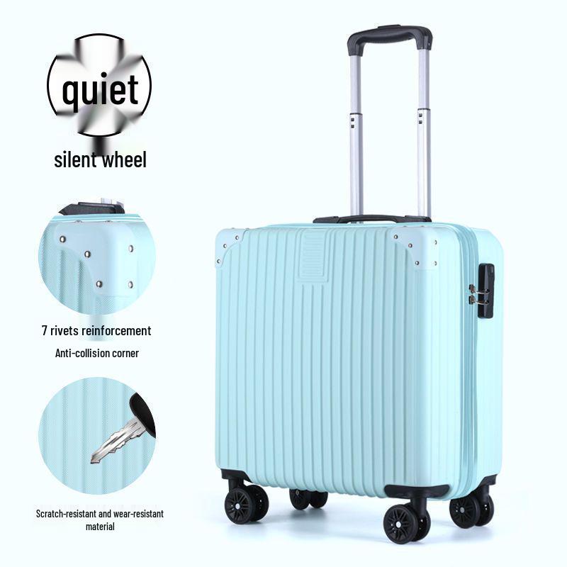 Women's 18" Mini Student Carry-on Suitcase, Aluminum Frame, 20" Compression-Resistant Trolley Case