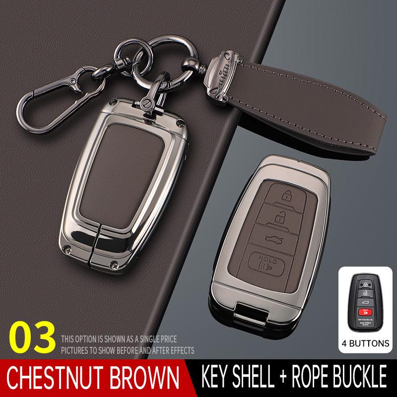 Crown Lu Fang Key Case for 24 Model Toyota 14th Gen Crown & Vellfire 2024 - Metal Leather Shell Buckle
