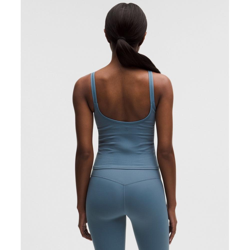 Lululemon EBB To Street SCoop NeCk Cropped Tank Top  Light Support  B C Cup Steel Blue Steel Blue