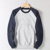 Men's Export Surplus Color-Blocked Raglan Sleeve Crewneck Pullover Sweatshirt with 3D Embossed Design for Spring and Autumn Casual Sports Wear