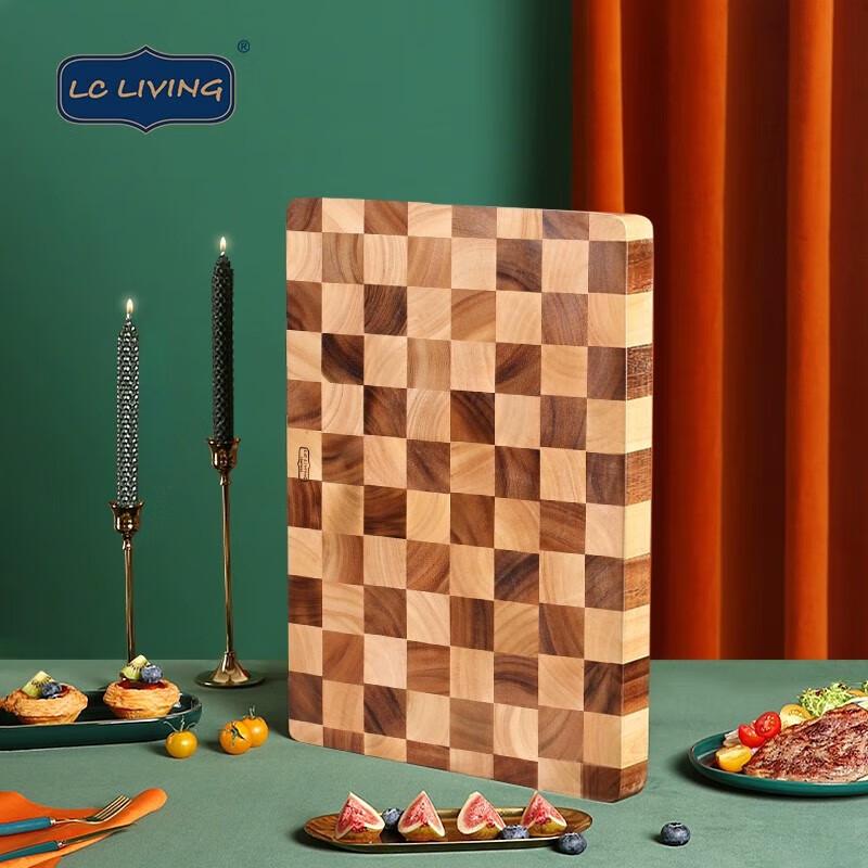 LC LIVING Thai Acacia Wood Checkerboard Cutting Board