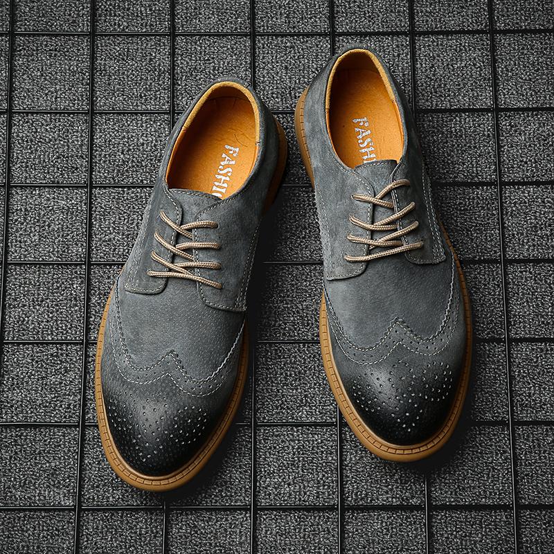 Men's Brogues Shoes Casual Suede Leather Oxford Shoes For Men Flats Shoes