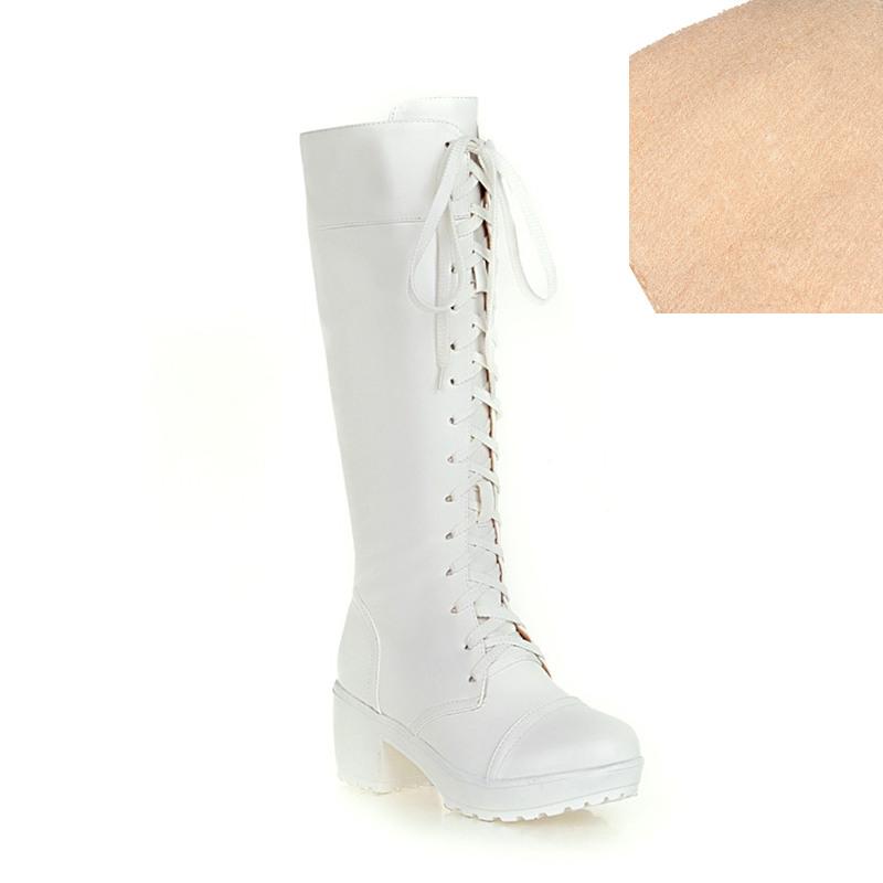 

Модні зимові зимові чоботи Жіночі модні чоботи Повсякденні панк-підбори Чорно-біле взуття Довге взуття Жіночі великі розміри 45 48 39