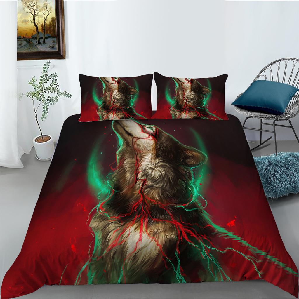Wolf Series Digital Printed Polyester Duvet Cover Pillowcase Two-Three-Piece Set Creative Style