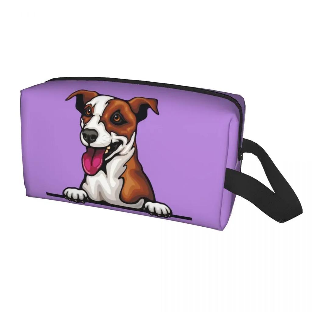 Travel Peeking Dog Jack Russell Terrier Toiletry Bag Portable Cosmetic Makeup Organizer for Women Beauty Storage Dopp Kit Box