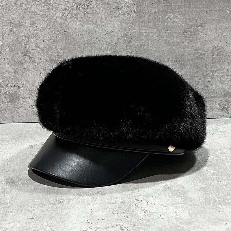 

Женский модный плюшевый берет из искусственного меха - Теплая осенне-зимняя восьмиклинка, стильная и универсальная для изящного образа чёрный