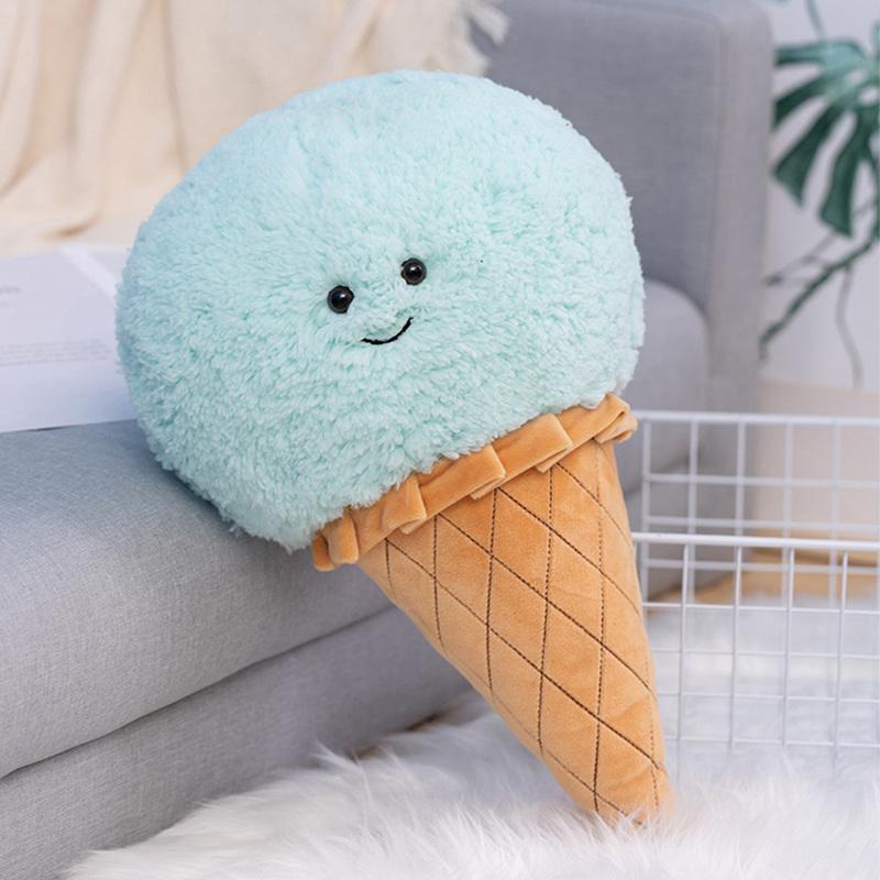 46 cm Mignon Dessin Animé Glace Peluche Jouet Rempli Nourriture Snack Oreiller Coussin Cône Jouets Enfants Kawaii Décoration Chambre Cadeau d'Anniversaire Pour Enfants white