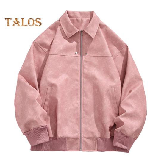 

Мужская куртка, пальто с лацканами, длинный рукав, однотонное пальто с карманами, свободный крой, застежка-молния, универсальная верхняя одежда M розовый