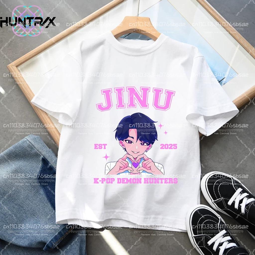 Summer Kpop Demon Hunters Children's Clothing Short Sleeve T-shirt Cute Kpop Demon Hunters Tiger Harajuku Tshirt for Boys Girls