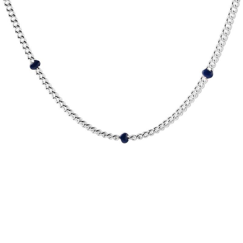 Blue Bean Chain Necklace Female Collarbone Chain Niche Design Versatile Bare Chain