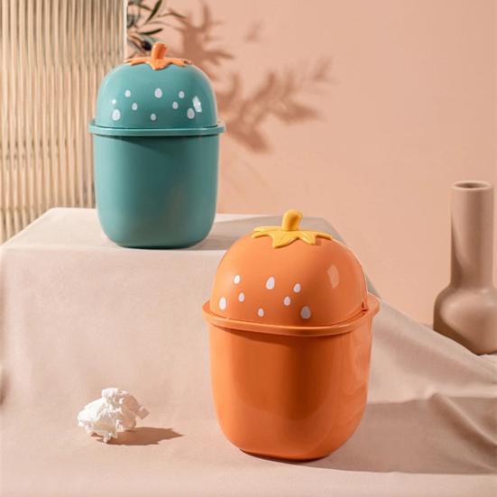 Trash Can Strawberry Pattern Multi-Purpose PP Tiny Countertop Dustbin for Home