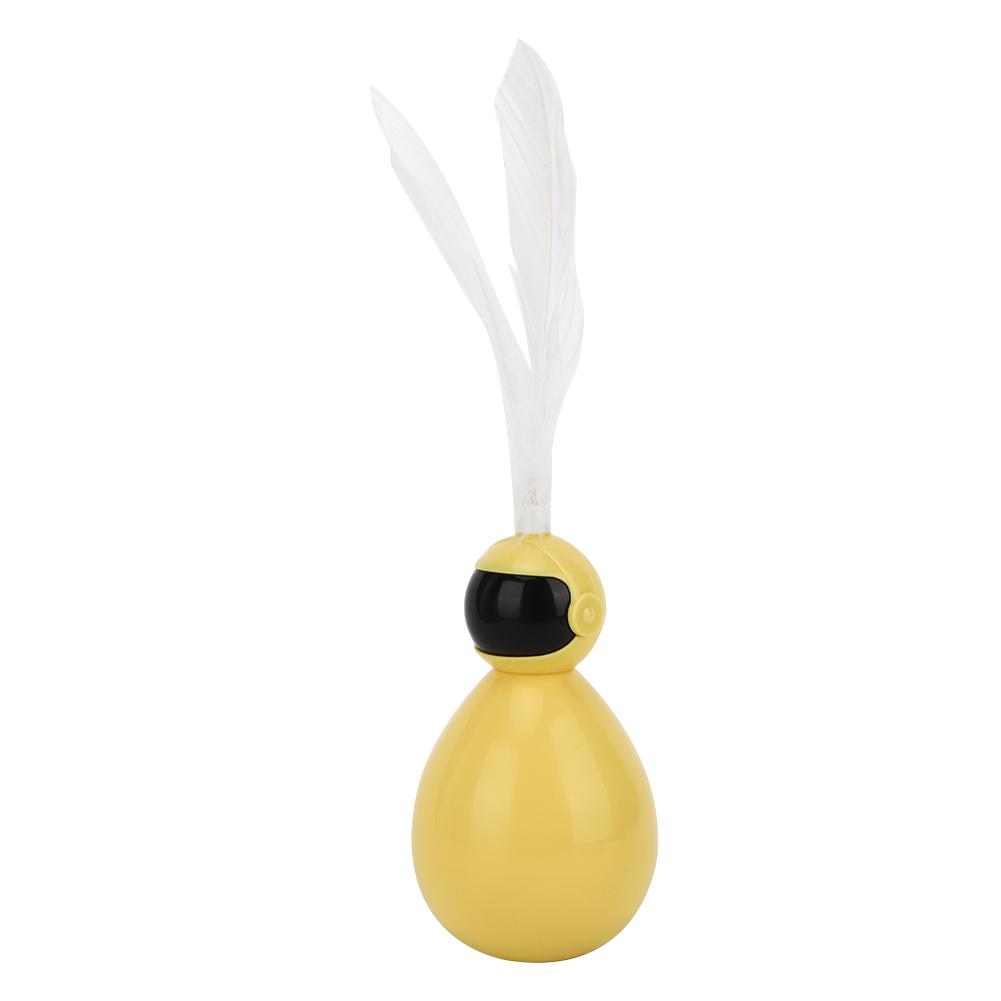 ABS Durable Pet Robot Attractive Tumbler Swing Ball with Feather Cat Teaser Funny ToyYellow