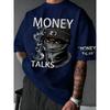 European and American Men's Summer Figure Wealth Letter Print Comfortable and Breathable Round Neck Tshirt Outdoor Street Top