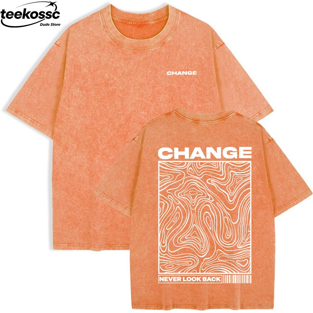 Change Never Look Back Printed Laundry Tshirt Womens Cotton Wide Tshirt Summer Short sleeved Top Casual Oneck Clothing