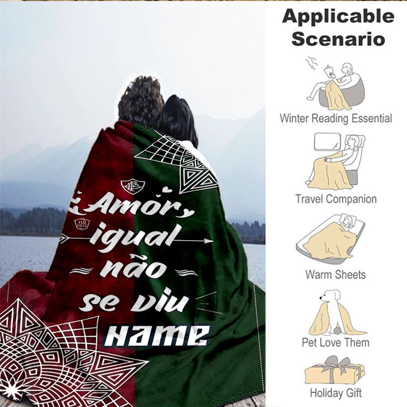 Custom Name Love Equality Fluminense Blanket Lightweight Ideal Bedding Blanket Perfect for Travel, Camping, Living Rooms, Sofas, Christmas Gift