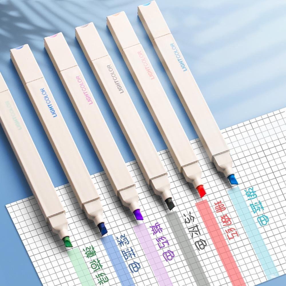 6Pcs/Set Soft Tip Pastel Highlighters Double Headed Hand Account Pens  School Office Supplies