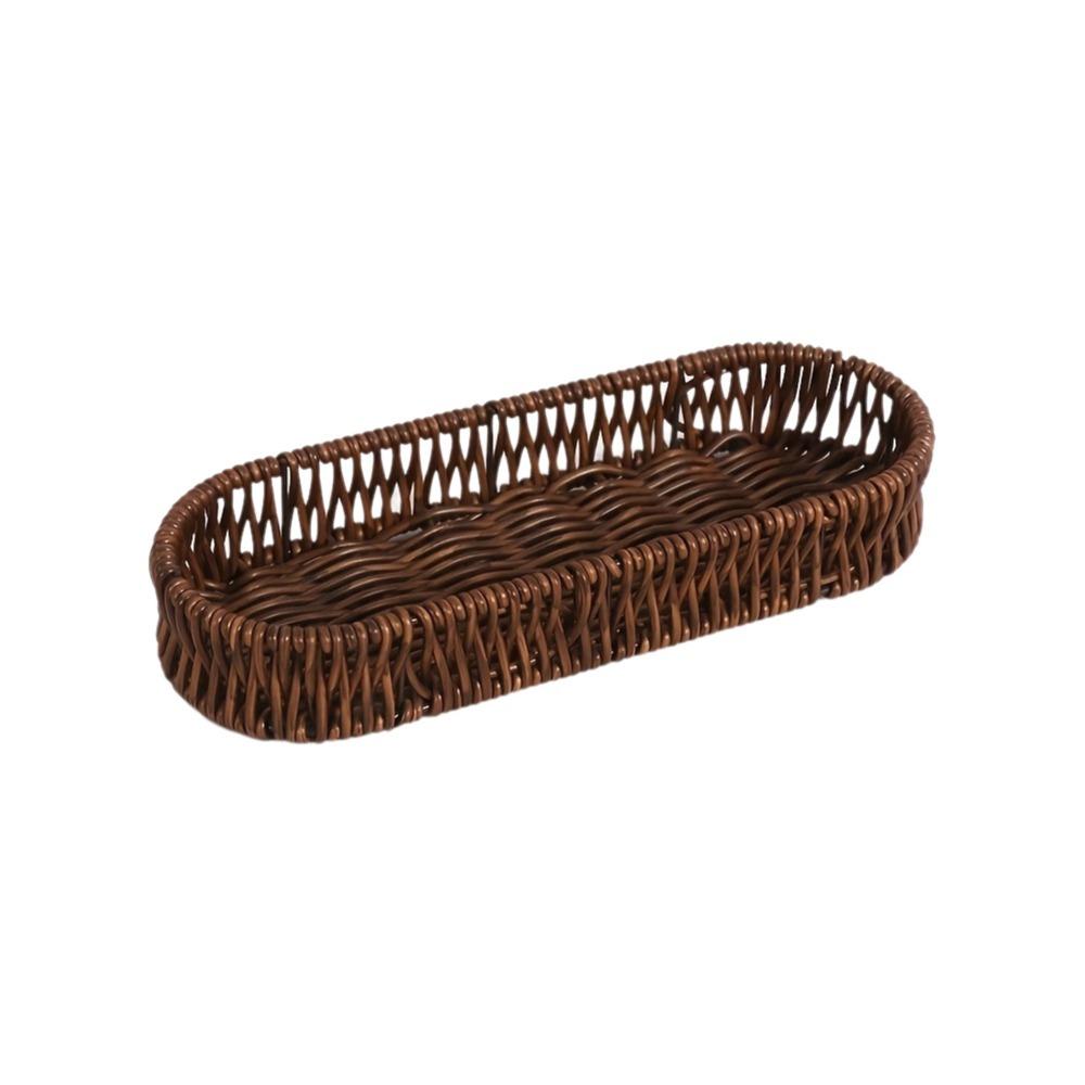

Oval Shape Faux Wicker Tray Retro Desk Shelf Baskets Tableware Storage Basket Kitchen Utensils