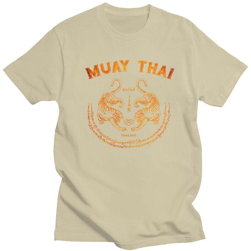 Individuelles Cooles Muay Thai Tiger T-Shirt Herren Kurzarm 100% Baumwolle T-Shirt Freizeit Sak Yant Tattoo Kickboxen Thailand T-Shirts