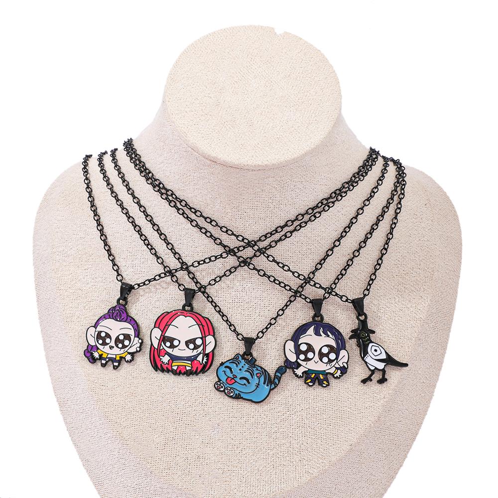 Demon Hunters Cartoon Character Pendant Necklace Jewelry Gift for Fans