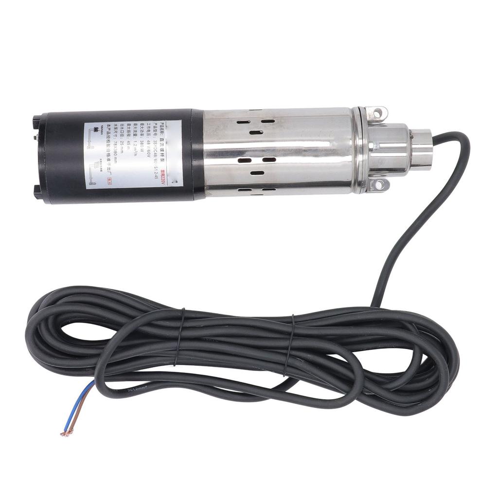 DC48V 60V Solar Water Pump 45m High Lift Stainless Steel Shell Deep Well Submersible Pump 1in Outlet 1.2m³ h