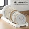 Kitchen Shelf Retractable Pot Rack Countertop Drainer Stainless Steel Dish Holder Hole-Free Dish Organiser Kitchen Accessories
