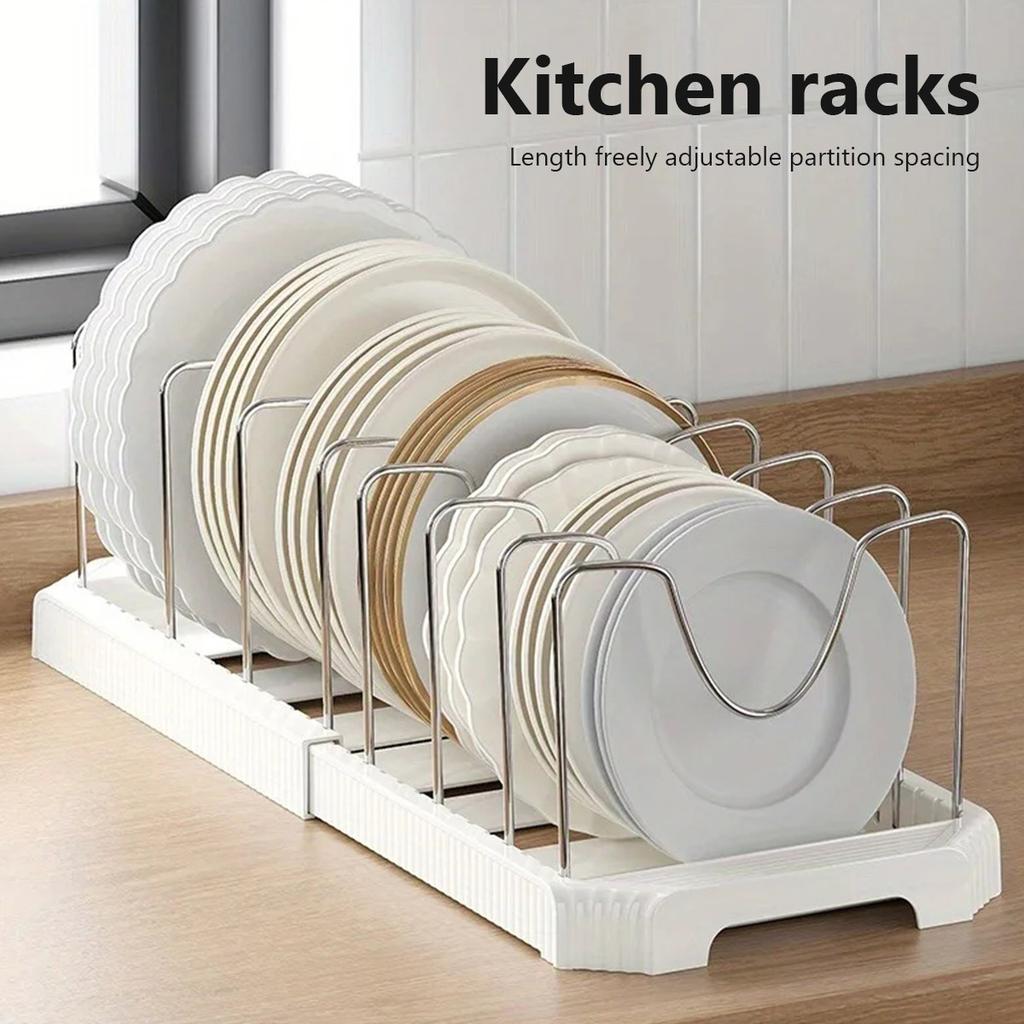 Kitchen Shelf Retractable Pot Rack Countertop Drainer Stainless Steel Dish Holder Hole-Free Dish Organiser Kitchen Accessories
