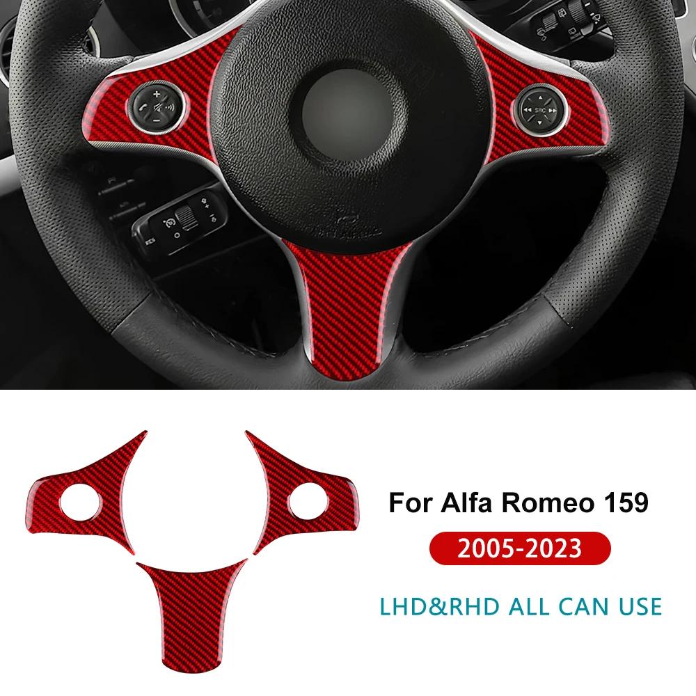 For Alfa Romeo 159 2005-2019 2020 2021 2022 2023 LHD RHD Real Soft Carbon Fiber Sticker Car Steering Wheel Button Frame Trim