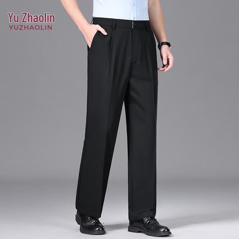 YUZHAOLIN Men s Casual Thin Straight-Fit Business Pants 34