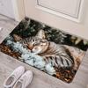Cute Cat Print Area Rug Soft Non-Slip Home Decor Carpet for Living Room Floor Decoration with Elegant Floral Design