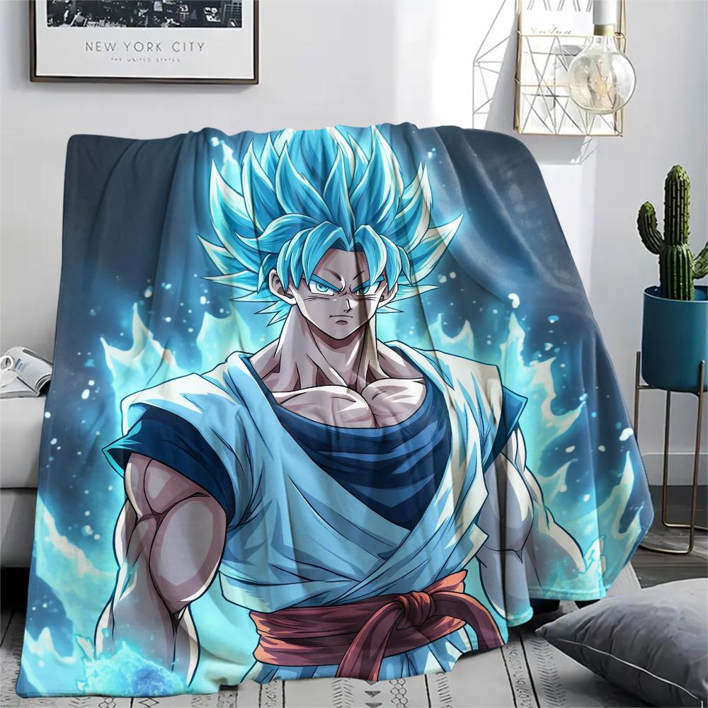 Dragon Ball Goku Pattern Flannel Blanket, High Quality Comfortable for All Seasons, Home Decor, Warmth and Comfort, Perfect for Gifts.
