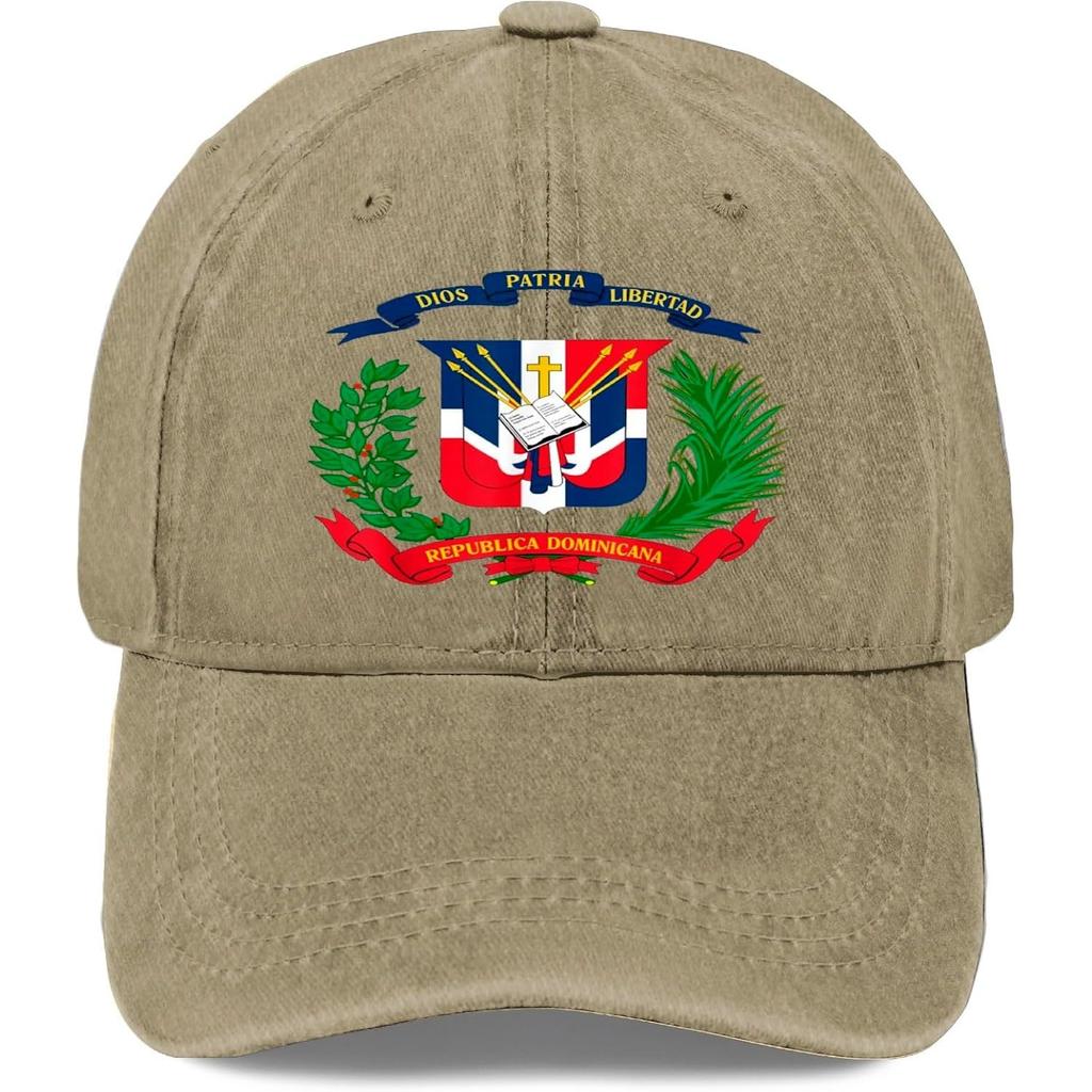 Dominican Republic Coat of Arms Washed Denim Baseball Cap Casual Outdoor Adjustable Hat