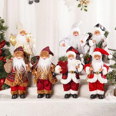 New Christmas Decorations 12-inch Standing Santa Claus Doll Creative Christmas Backpack Doll Ornaments