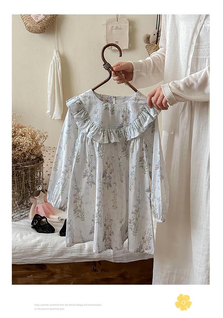 Korean Ruffle Lace Floral Dress for Girls - Autumn 2026 Sweet Princess Style