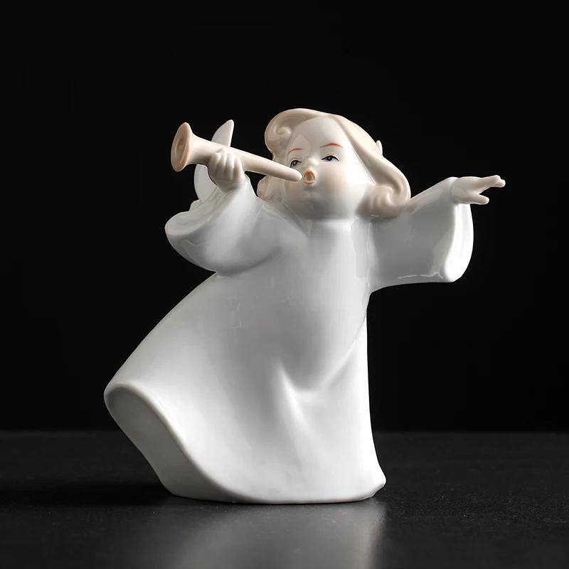 Nowa Europejska Aniołek Ceramiczna Lalka Figurka Muzyczna Stojak Ekspozycyjny do Przechowywania Pokój Salon Stół Ozdoby Domowe Dekoracja Ślubna Prezent