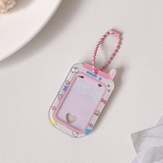 Acrylic Mini Card Holder Cute Cartoon Phone Badge for ID Photos Keychain Display Hard Protective Sleeve for School Office & Collectibles