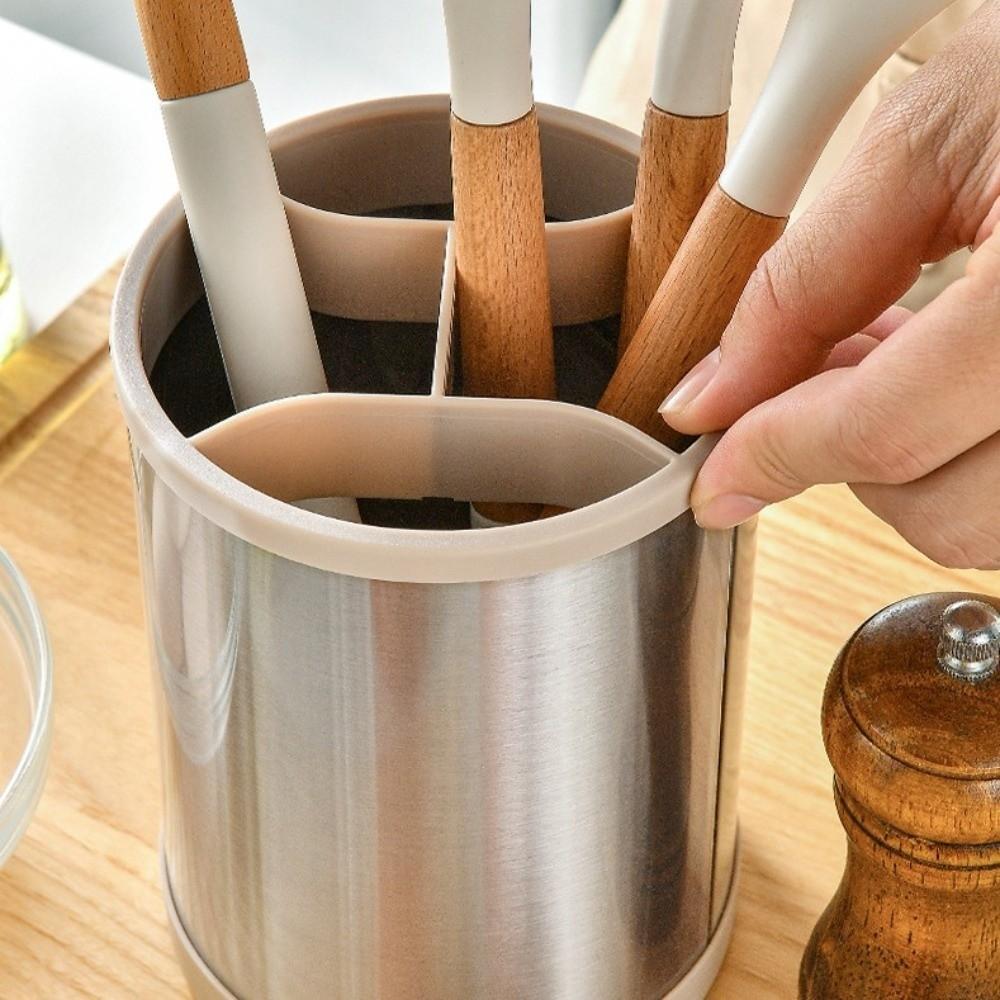 Plastic Kitchen Utensils Holder Rotatable Tableware Storage Bucket  Countertop