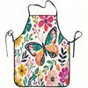 1pc Colorful Butterfly & Floral Apron with Adjustable Waistband - Durable Easy-Clean Polyester Suitable for Kitchen Cooking, Gardening, Picking, Chris