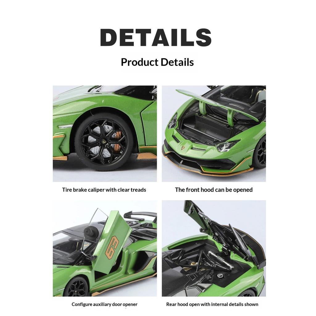 1/24 Metall-Druckguss Lambor SVJ63 Supersportwagen Modellspielzeug für Jungen und Mädchen