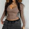 Women's Fashion Comfortable Slim-fit V-neck Long-sleeve Top