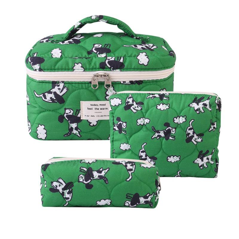 Large Capacity Travel Cosmetic Bag Portable Polyester Cotton Toiletry Bag Multifunctional Storage Pouch for Makeup Toiletries Business Trip