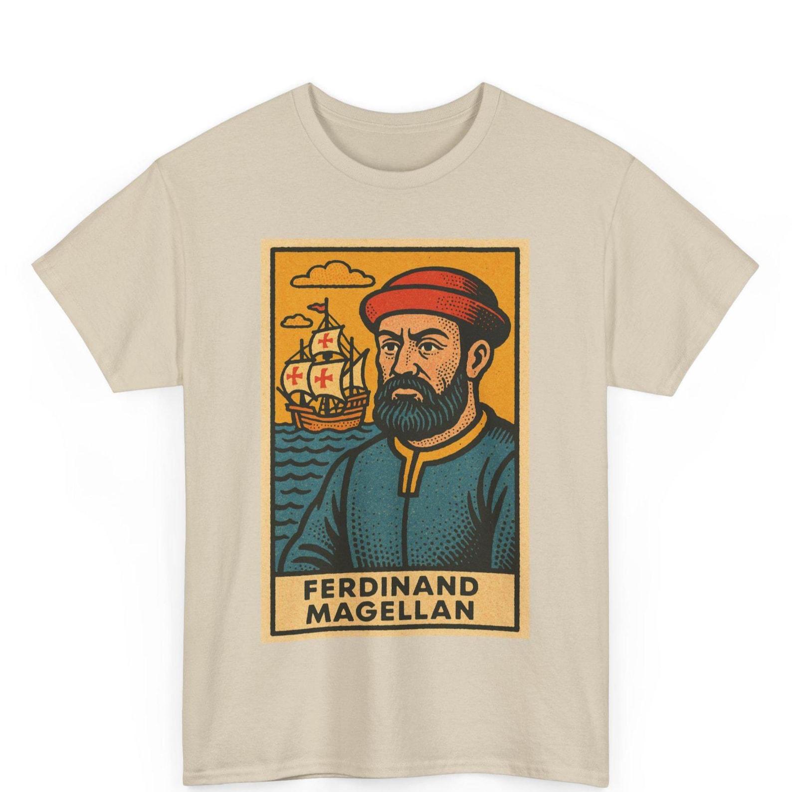 Ferdinand Magellan T-Shirt: Retro Comic Explorer Graphic Tee L