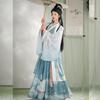 Hanfu ve stylu čínské dynastie Wei a Jin pro muže a ženy Jednodílný perforovaný sukně s límečkem a pasem