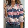 Women's Long-sleeved Shirt, Fresh Floral Striped Print, Fashionable and Versatile Casual Top